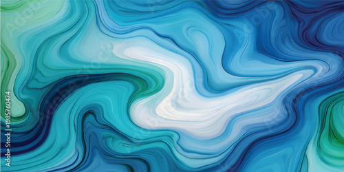Premium blue turquoise marble liquid abstract waves background texture