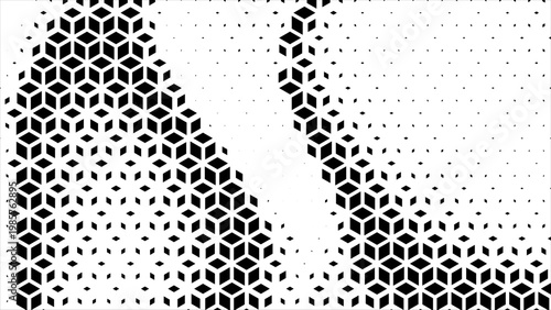 Hexagon cubic halftone Effect Business Background. Geometric tiles pattern diamond grid on white background. Seamless disappearing pattern. Hipster fashion Design. T shirt Triangle pattern