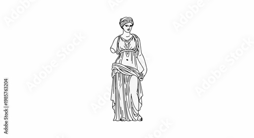 Ancient Greek statue of a woman with draped clothing, one arm missing