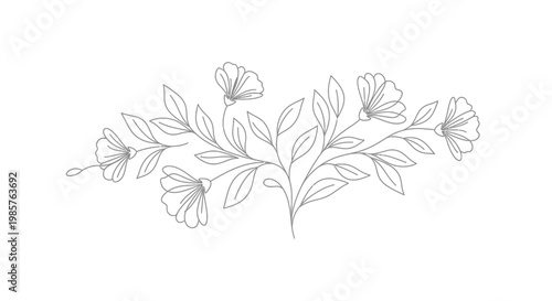 Quadro su tela Detailed drawing of several flowers.