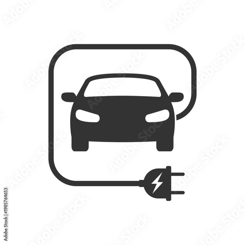 Electric car charging graphic icon. EV charging point sign isolated on white background. Symbol eco friendly vehicle. Vector illustration 