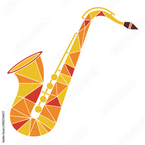 Colorful mosaic saxophone geometric vector clip.
