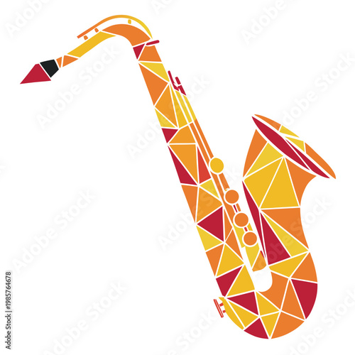 Vibrant low poly saxophone instrument icon art.