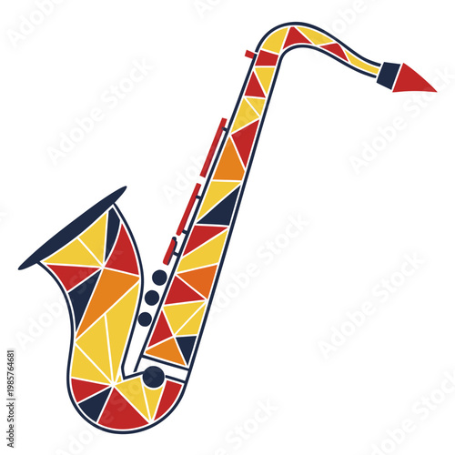 Modern triangular pattern saxophone jazz design.