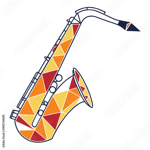 Abstract geometric saxophone vector illustration.