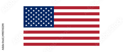 The American flag with stars and stripes waving proudly on a white background