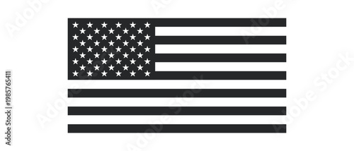 Monochromatic American flag design with stars and stripes on a white background
