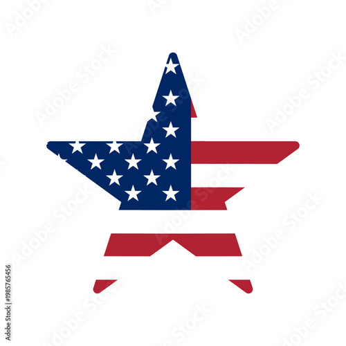 American flag star graphic with red border and white background