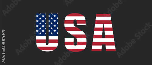 Bold USA text with American flag design on dark background