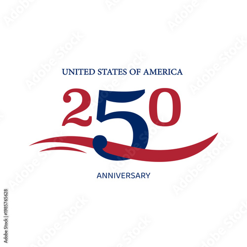 United States of America 250th Anniversary celebration logo with red and blue elements