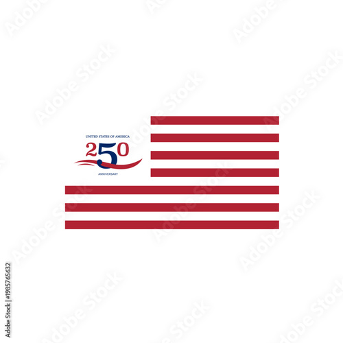 United States of America 250th Anniversary logo design on flag background