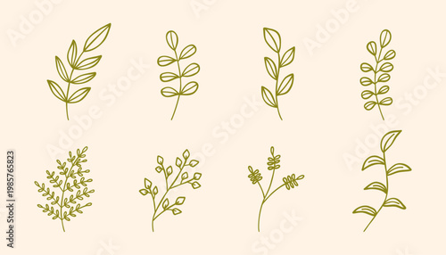 Herbs Hand Drawn Vector Icons Set. Monochrome Design Elements Isolated. Perfect For Print, Stickers, Cards, Packaging, Stationery or Textile.
