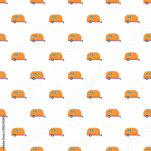 Orange campers forming a repeating pattern for travel and recreation themes
