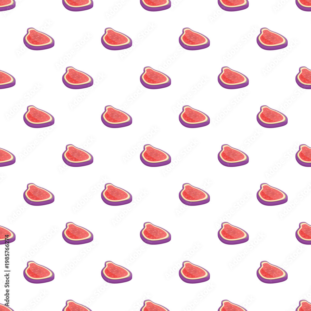 Fototapeta premium Fig fruit slices creating a repetitive pattern on a white background