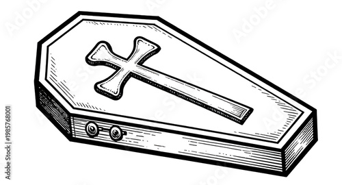 coffin vector, funeral coffin, cross coffin, burial casket, death symbol, grave icon, mourning symbol, christian cross, funeral icon, black white, coffin illustration, religious symbol, cemetery icon,