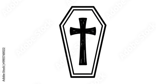 coffin vector, funeral coffin, cross coffin, burial casket, death symbol, grave icon, mourning symbol, christian cross, funeral icon, black white, coffin illustration, religious symbol, cemetery icon,