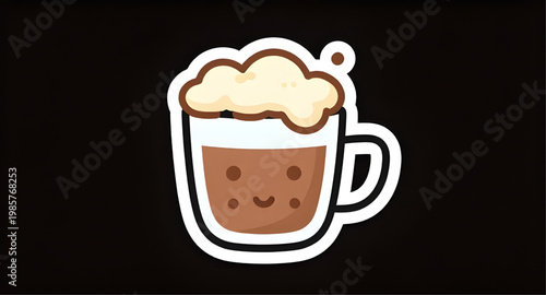 coffee, mug, hot, beverage, cartoon, drink, cup, foam, cream, chocolate, cappuccino, sweet, warm, cafe, cozy, steam, cute