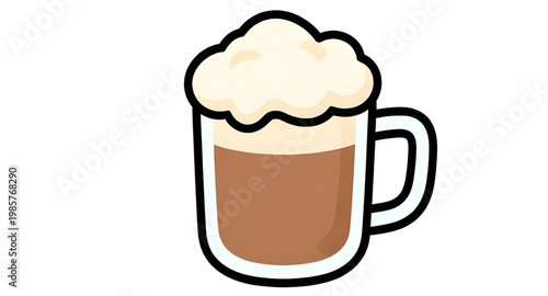 coffee, mug, hot, beverage, cartoon, drink, cup, foam, cream, chocolate, cappuccino, sweet, warm, cafe, cozy, steam, illustration