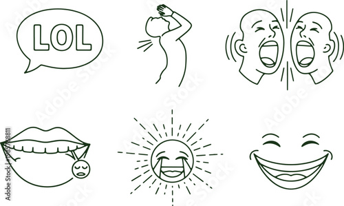 Collection of expressive laughing and humor emoticons and icons