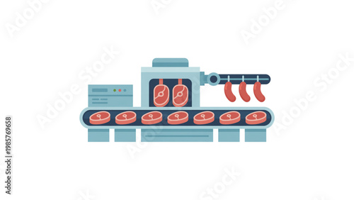 Industrial conveyor system with automated packaging machine Vector