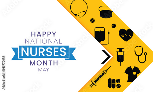 National Nurses month is observed every year from in May, to mark the contributions that nurses make to society. Vector illustration.