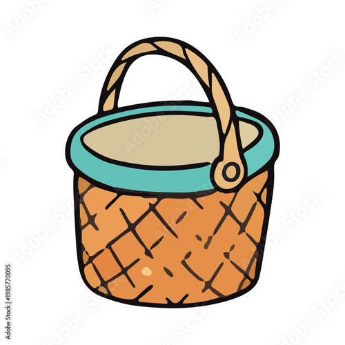 Hand-Drawn Wicker Picnic Basket Illustration Isolated