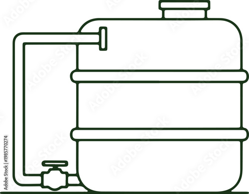 Diagram of a water heater with internal components and piping system