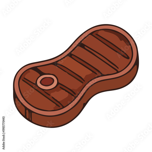 Grilled Beef Steak Vector Illustration Isolated on White