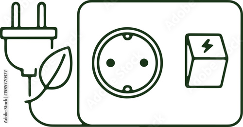 Illustration of renewable energy and electrical outlet symbols