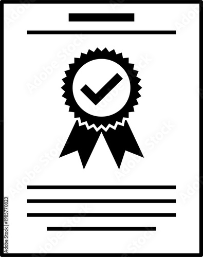 Certificate icon set. Documents and analyst checklists, check mark tick. Management, strategic planning. Vector illustration.