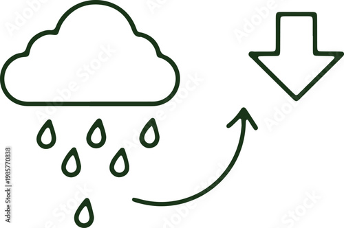 Illustration depicting the water cycle with rain and cloud icons