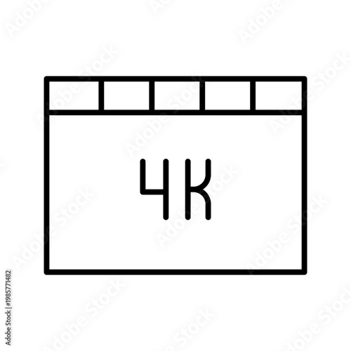 4k resolution icon. Technology and video line symbol. Black and white.