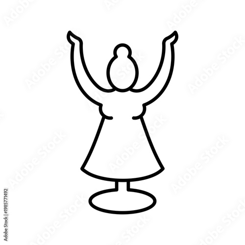 Abhiseka statue icon. Religion and religious ceremony line symbol. Black and white.