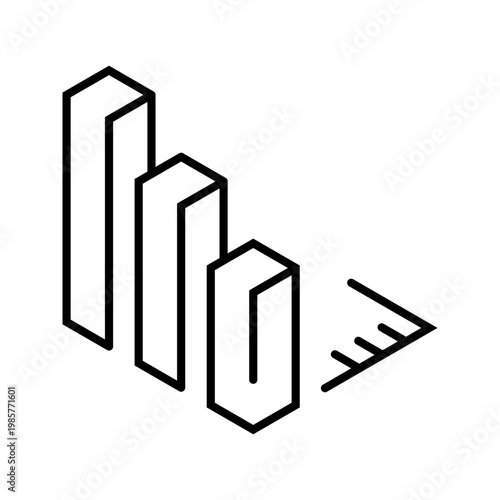 Bar chart icon. Business and data visualization line symbol. Black and white.