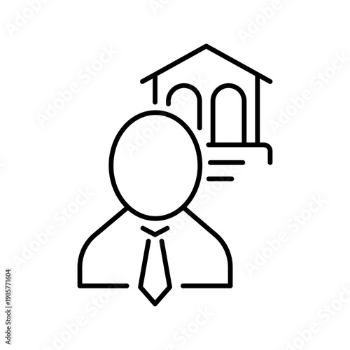 Bank employee icon. Business and banking line symbol. Black and white.