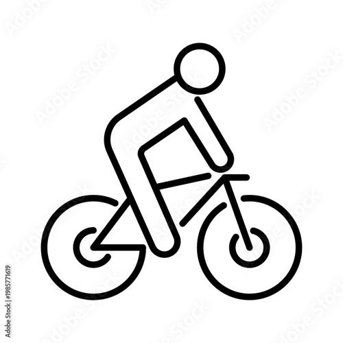 Bike rider icon. Transportation and cycling line symbol. Black and white.