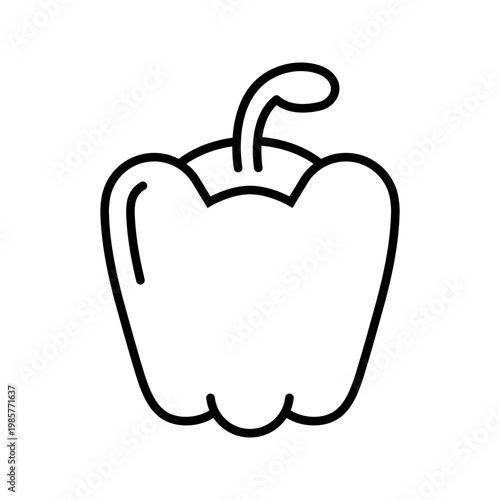 Bell pepper icon. Food and vegetables line symbol. Black and white.