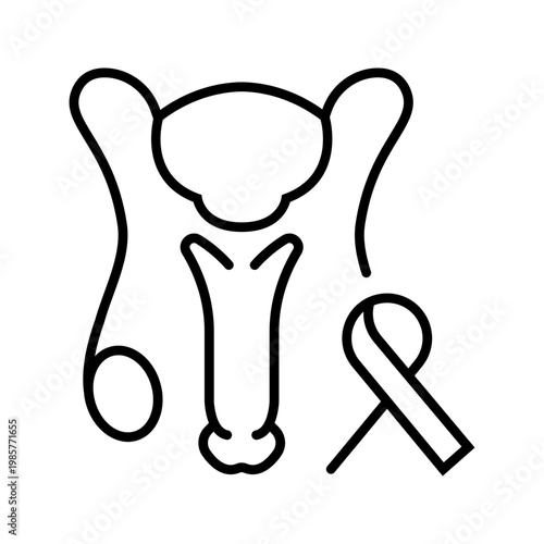 Bladder cancer icon. Healthcare and oncology line symbol. Black and white.