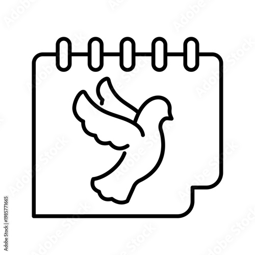 Bird calendar icon. Lifestyle and wildlife line symbol. Black and white.