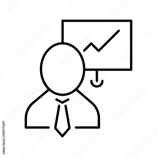 Business coach icon. Business and coaching line symbol. Black and white.