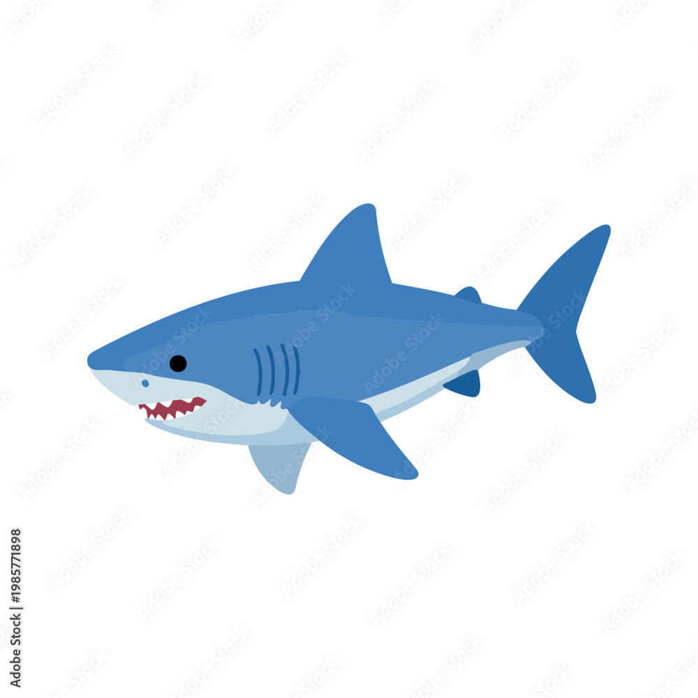 Obraz premium Blue shark, known for its large size and long pectoral fins, is a requiem shark and roams the depths of temperate and tropical oceans.