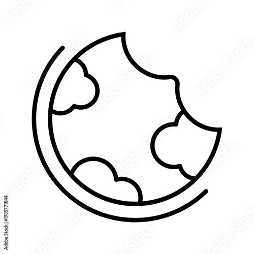 Chocolate chip cookie icon. Food and bakery line symbol. Black and white.