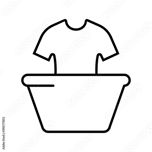 Clothes washing icon. Home and laundry line symbol. Black and white.