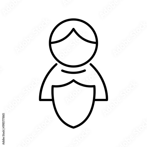 Child protection icon. Society and child protection line symbol. Black and white.