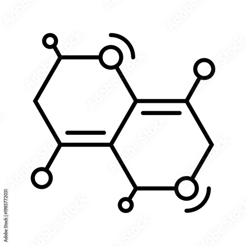 Dna molecule icon. Science and genetics line symbol. Black and white.