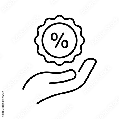 Discount coupon icon. Business and promotions line symbol. Black and white.
