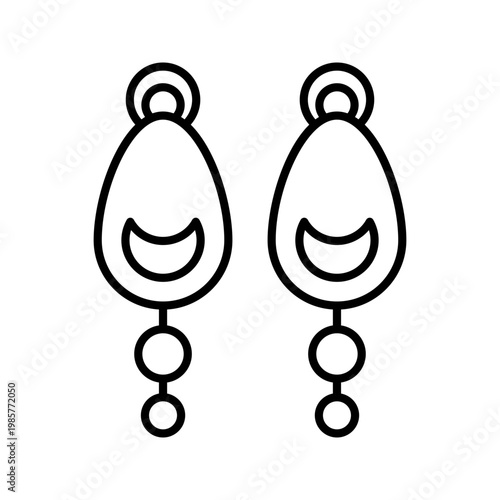 Drop earrings icon. Fashion and jewelry line symbol. Black and white.