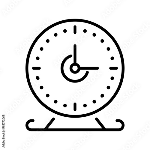 Desk clock icon. Business and desk clock line symbol. Black and white.