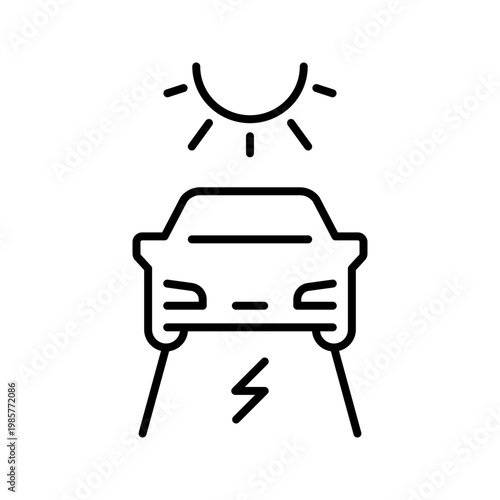 Electric road icon. Industry and electric mobility line symbol. Black and white.