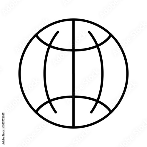 Earth globe icon. Nature and planet line symbol. Black and white.